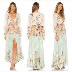 NWT Rococo Sand Ruched Long Dress in Multi Size S